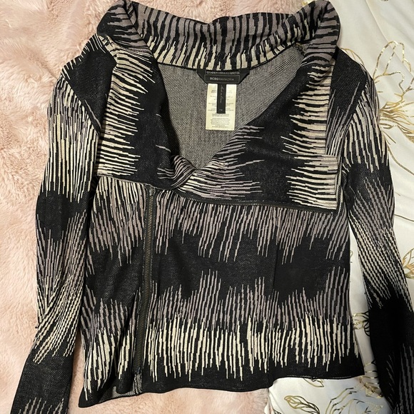 BCBG Eva Jacquard Moto Jacket Cardigan - Picture 2 of 3